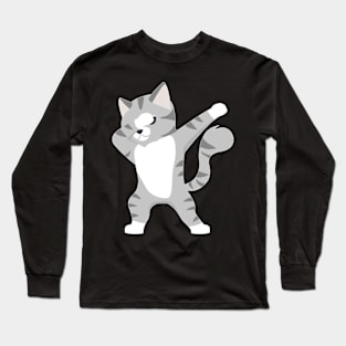 Dabbing Cat Cute Funny Dabbing Cats Lovers For Girls Kids Long Sleeve T-Shirt